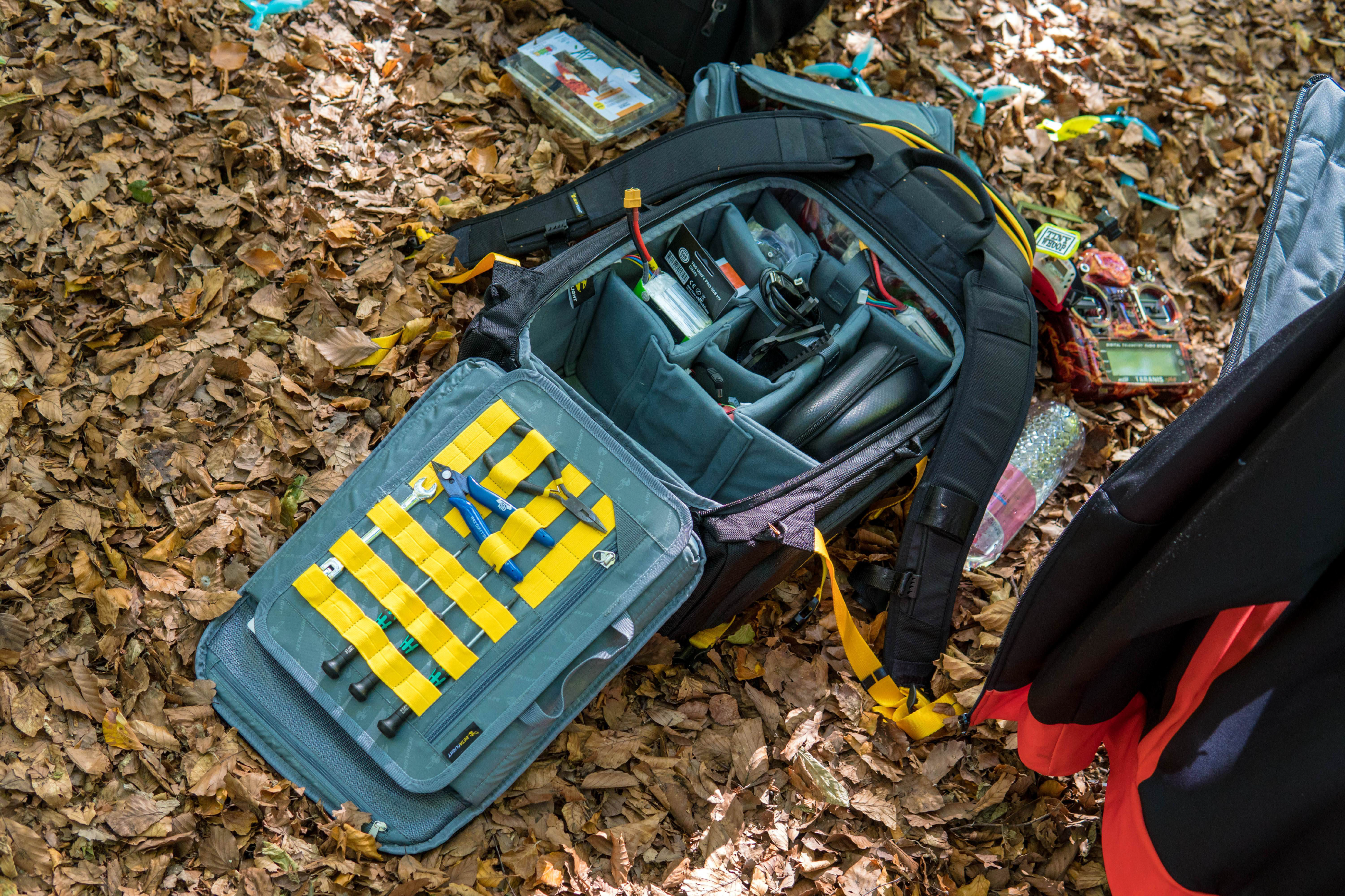 Backpack usage in the woods.